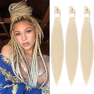 Blonde Braiding Hair Pre Stretched 30 Inches Easy Braiding Hair Yaki Texture 8 Packs/Lot Braid Hot Water Setting Professional Synthetic Braiding Hair Extensions (3pcs,30",#613)