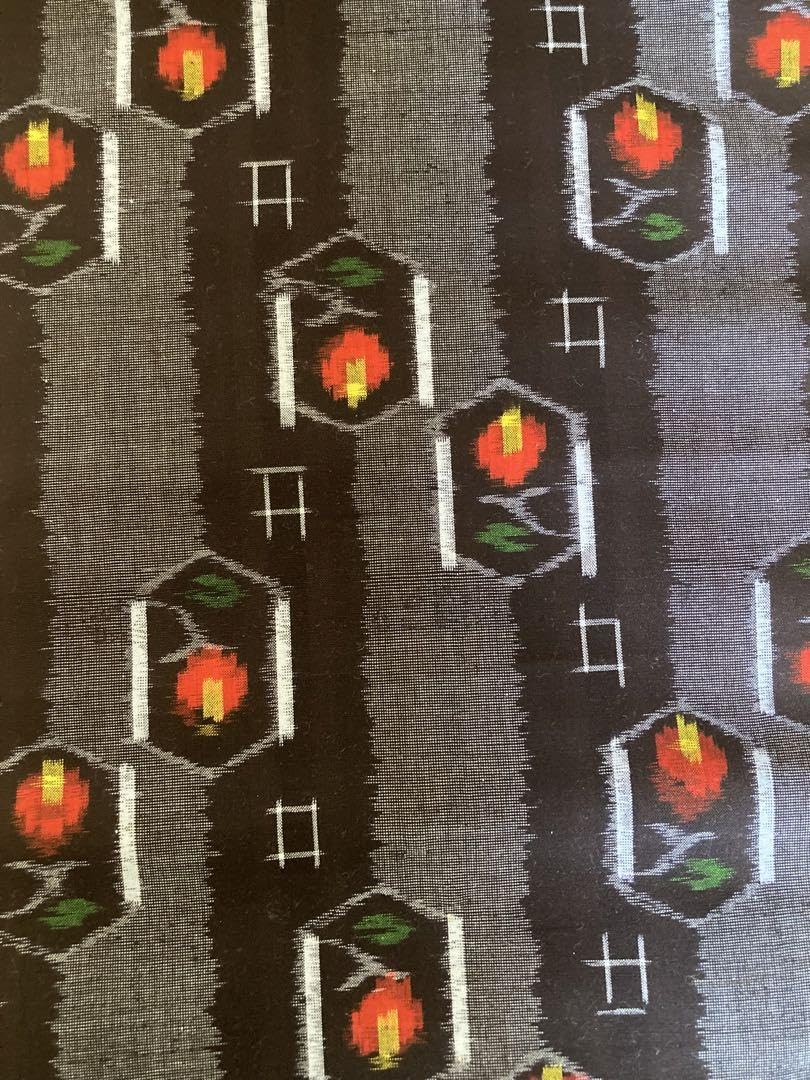 【新品未使用】久留米かすり野村織物反物　花雪輪文様　小豆色 久留米絣・野村織物「花菱格子」もたはん別注 | 普段着きものも