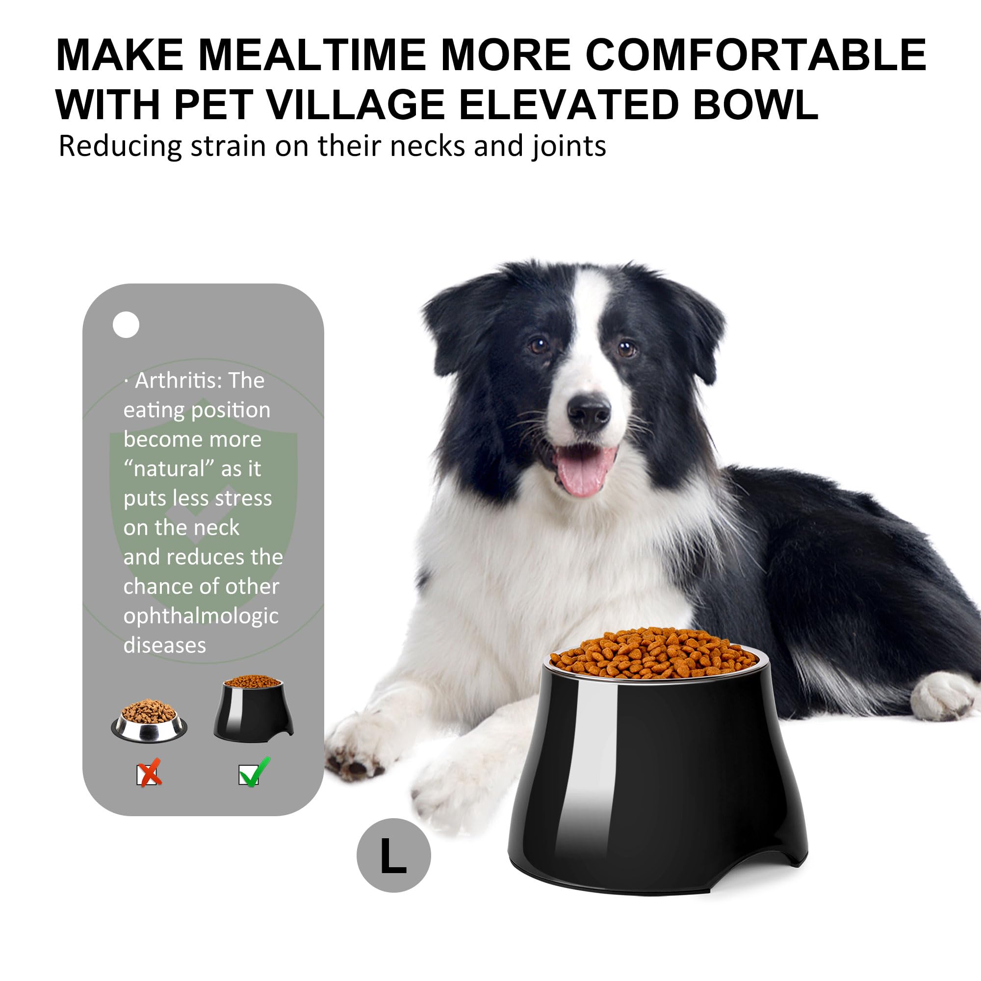 Podwyższone miski dla psów, [przyjazne dla stożków] antypoślizgowa miska dla pojedynczego psa z wewnętrzną stalą nierdzewną, podniesione miski dla dużych średnich psów spaniel psy długie