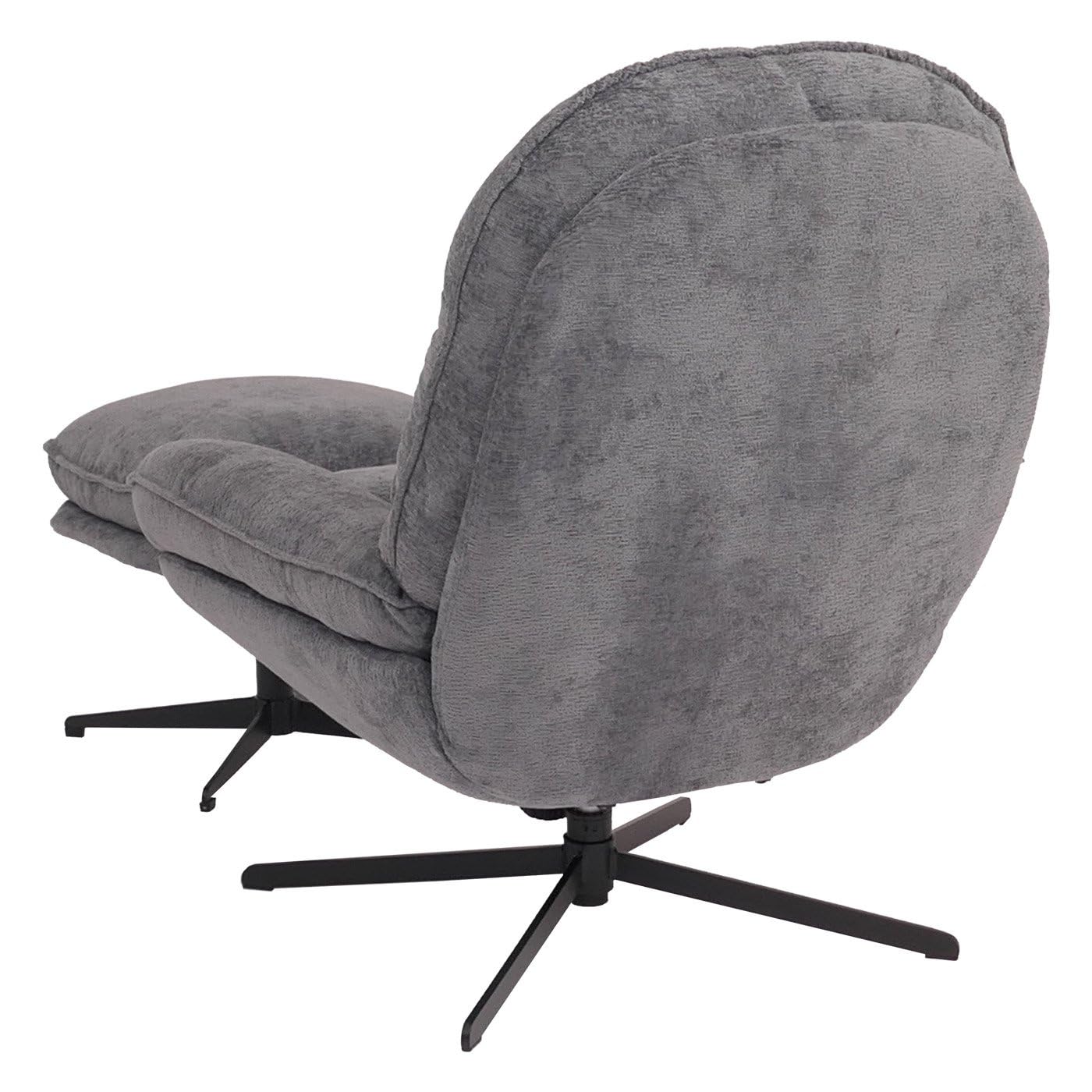 Mendler Relaxsessel mit Hocker HWC-P32, Fernsehsessel Nosagfederung, drehbar Metall Stoff/Textil Chenille (370 g/m²) - grau