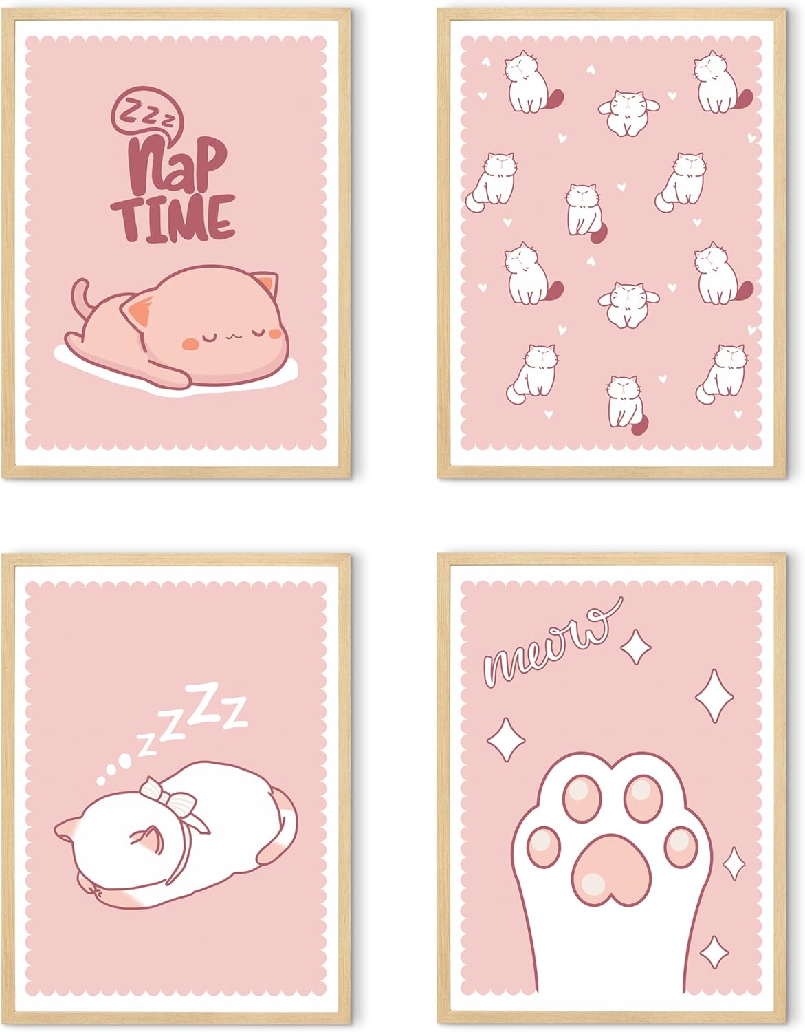 Amazon.com: HK Studio Kawaii Room Decor Pink Anime 11" x 15" Pack 4 - Cat Kawaii Posters for ...