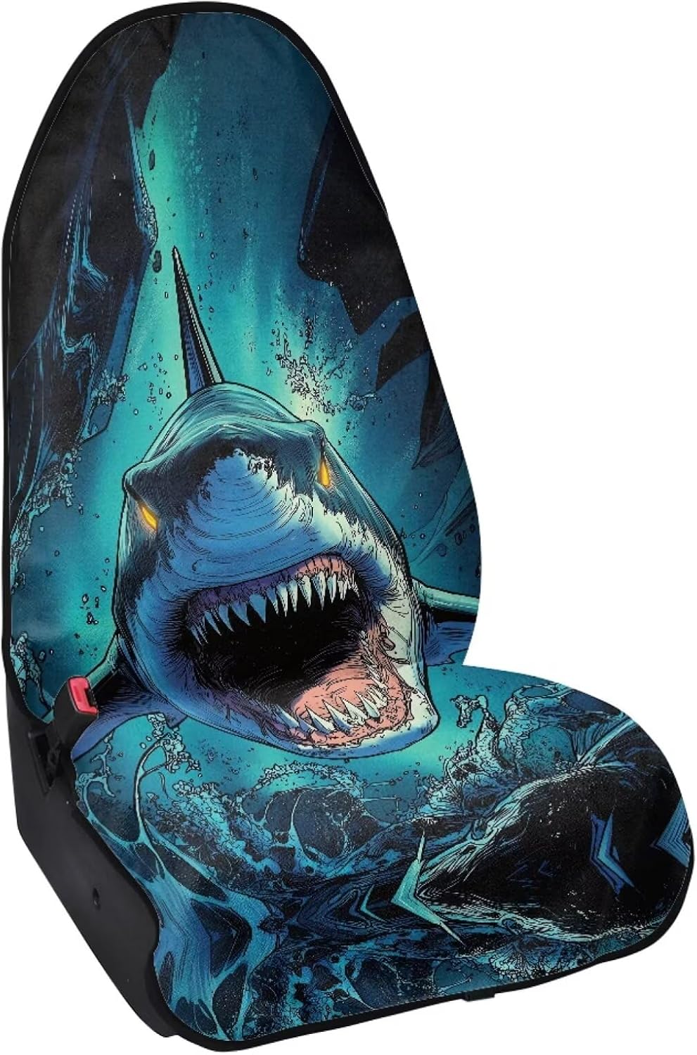 Pinupub Waterproof Blue Cool Shark Car Seat Towel Cover for SUV Truck Sedan Sweat Front Auto Seat Cushion Protector Universal Fit Vehicle Interior Accessories