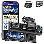 AZDOME 4K 3 Channel Dash Cam, 4K+1080P+2.5K Dash Cam Front and Rear Inside, STARVIS Sensor, WiFi GPS, 150^0 Wide Angle dashcam, 6-LED IR Night Vision, WDR, 64GB Card, 24H Parking Mode, 3.19" Screen