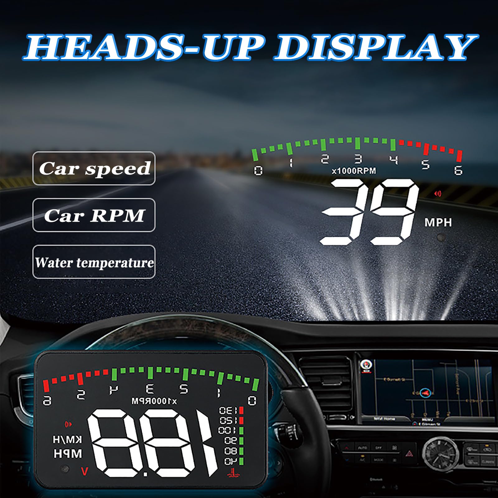 Tachymètre Numérique HUD Speedomètre pour Bentley Mulsanne 2010–2020 Full-Size Luxury Sedan, Écran Solaire Tête Haute GPS Numérique pour Voiture, Projecteur de Tachymètre HUD