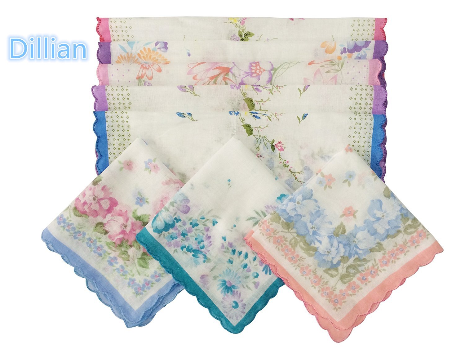 Dillian Womens Vintage Floral Wedding Party Cotton Handkerchiefs
