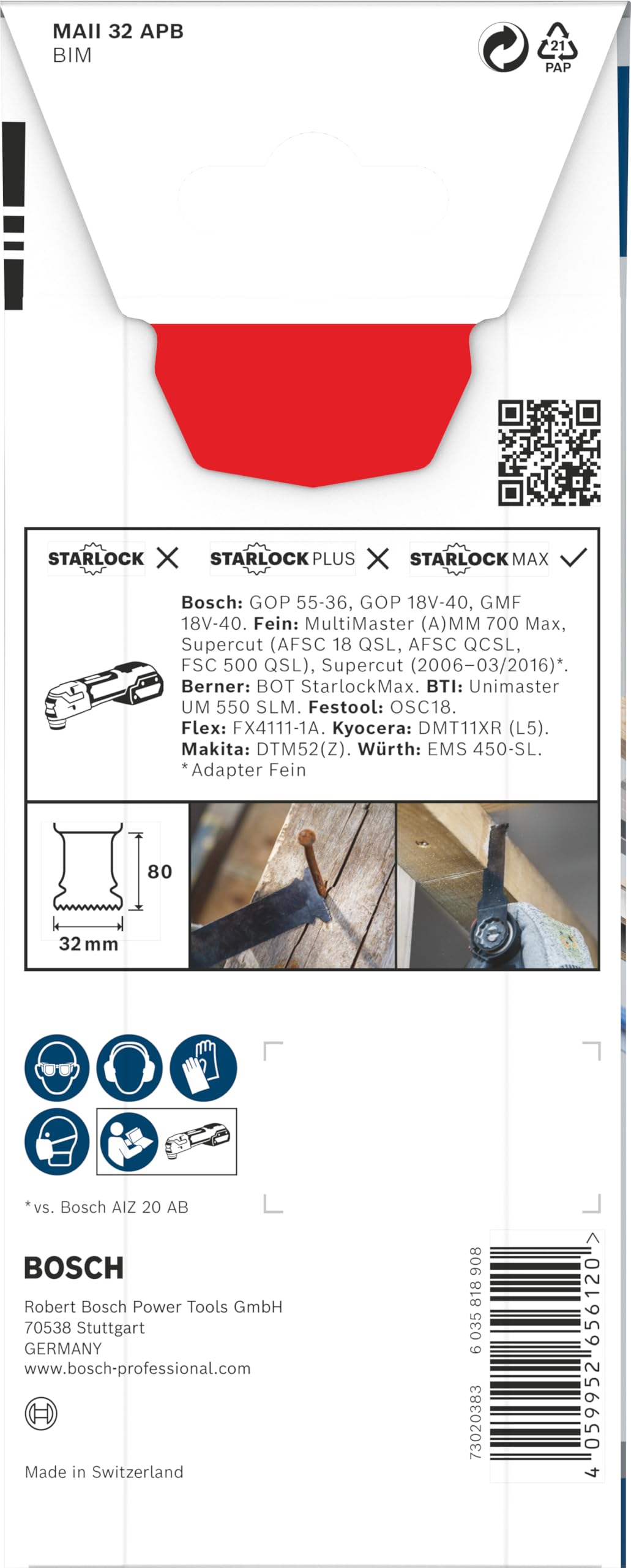 Bosch 1x PRO Multi Material MAII 32 APB Multitool Blade (for Wood with Nails, Metal Sandwich, Width 32 mm, Professional Accessory Multitool) - Image 4