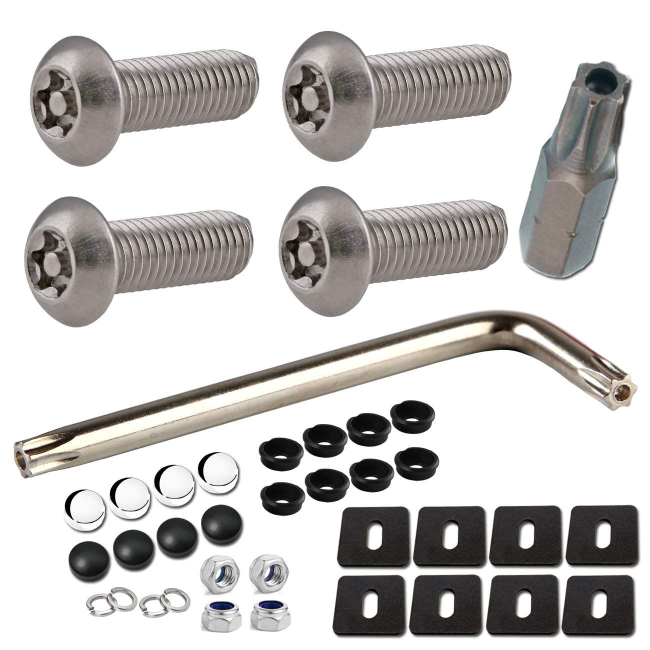 License Plate Screws Anti Theft 4 Pcs Bulk M6 3/4" Stainless Steel