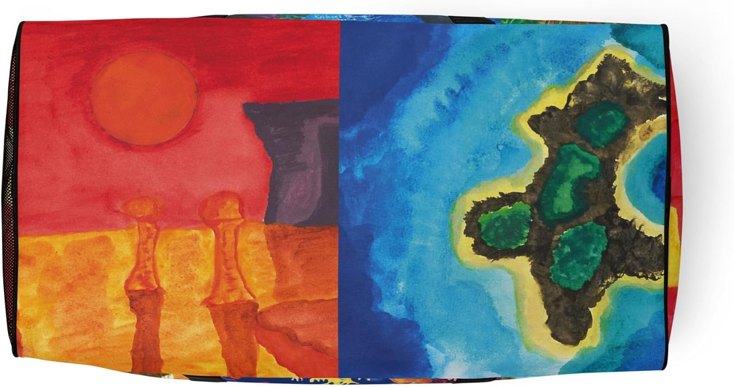 Multicolor Travel Duffle Bag with 10 Modern Painting Designs, Double Padded Handles, Adjustable Removable Shoulder Strap