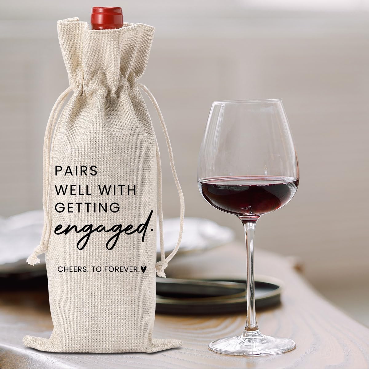 FBCCZEY 2pc Engaged Wine Bag Engagement Gifts for New Couples Her Engagement Party Decorations Pairs Well with Getting Engaged Wine Bottle Bag Champagne Bottle Wraps Bags - Image 6