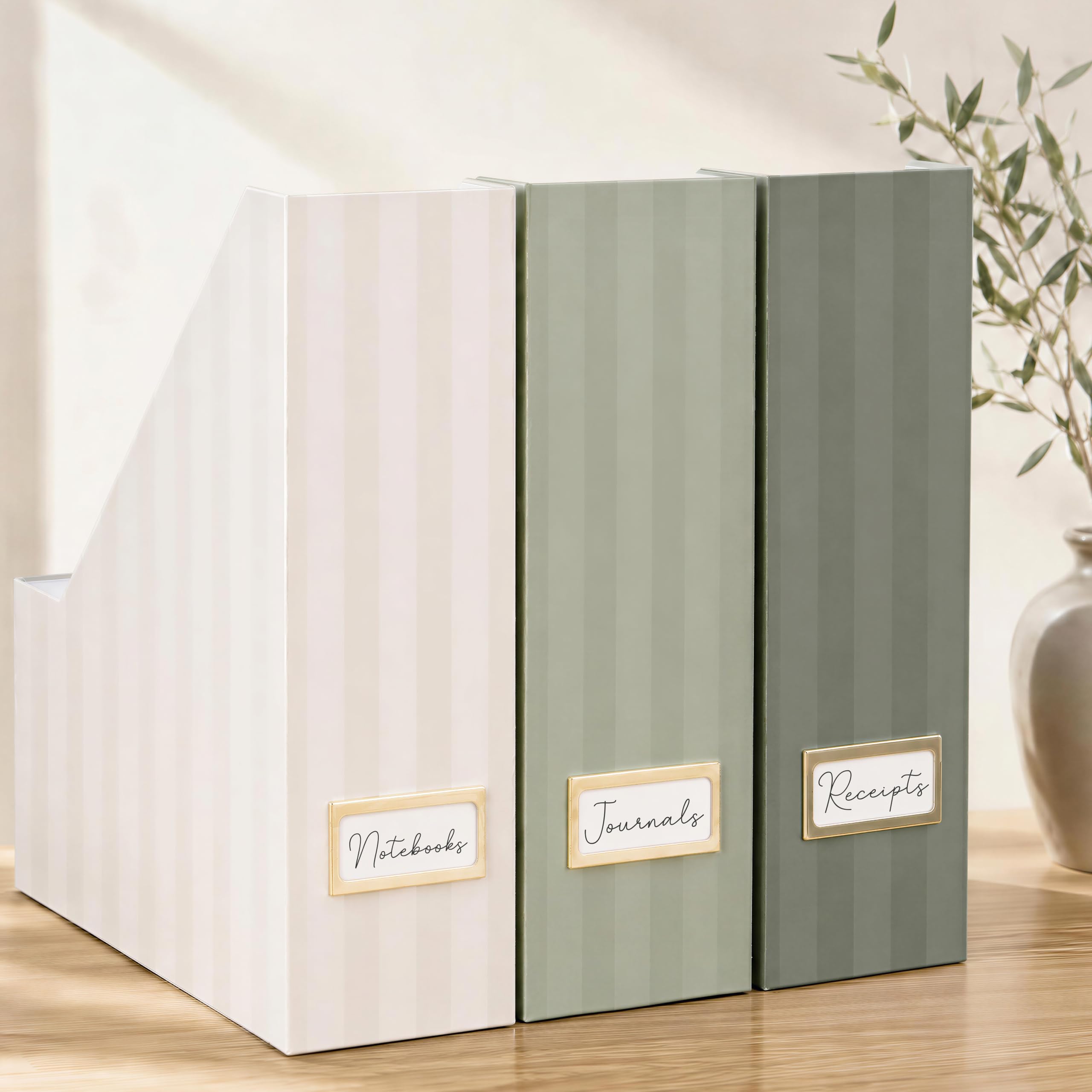 Beautiful Magazine Holder Set of 3 - Sturdy File Holder to Organize Your Desk or Shelves - The Perfect Office & Work Storage to Effortlessly Arrange Your Paperwork, Files, Magazines, Books or Binders
