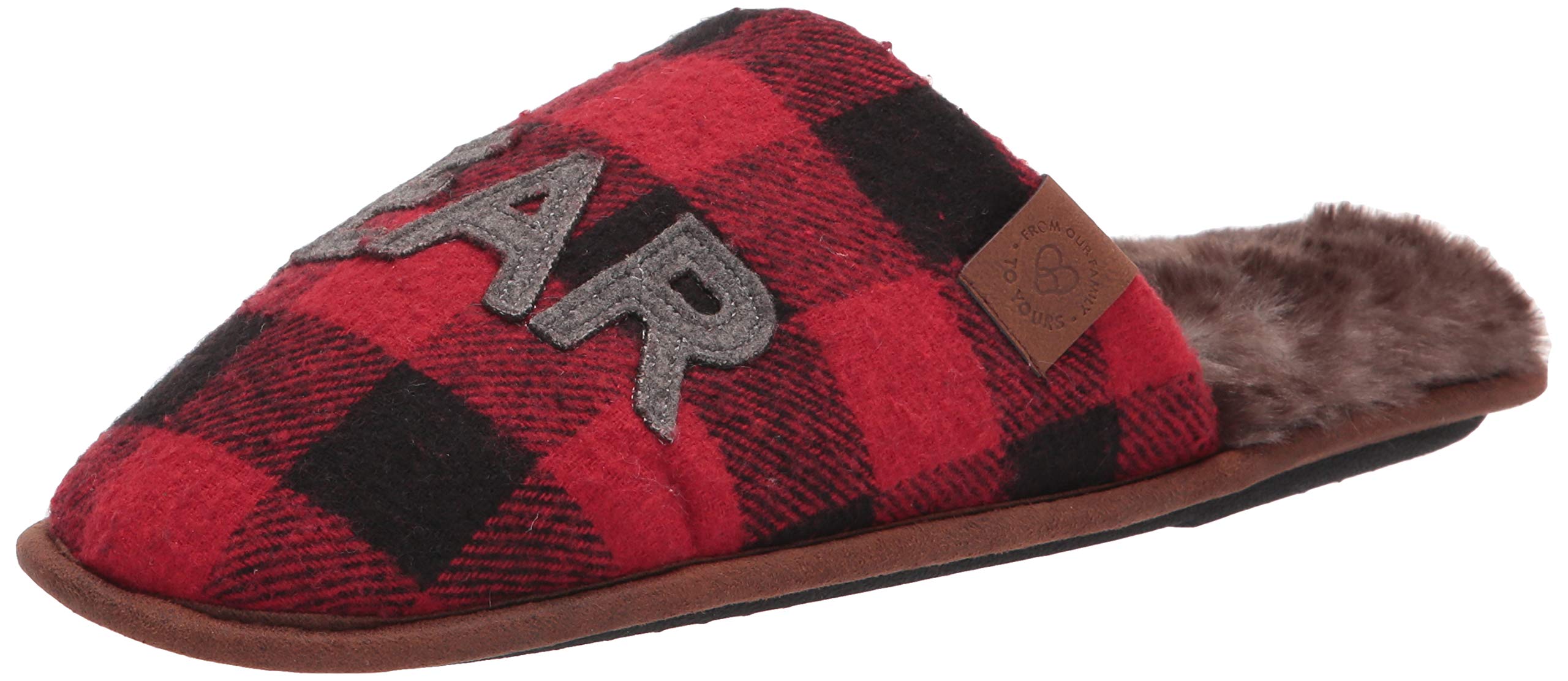 DearfoamsMen's Buffalo Check Papa Bear Scuff Slipper