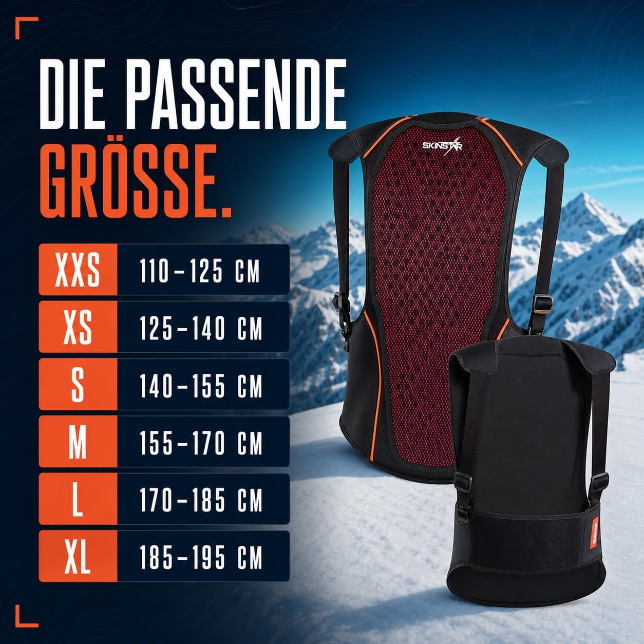 SkinStar Cross Pack Vest ochraniacz na plecy ochraniacz narty snowboard kamizelka bezpieczeństwa ochrona pleców