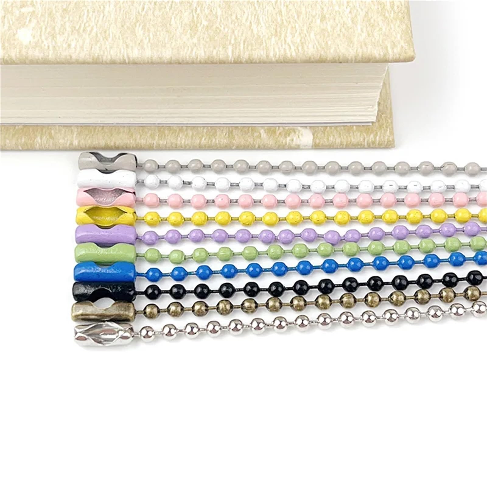 Łańcuszki kulkowe, 10 kolorów 4,52 cala farba do pieczenia metalowy koralik DIY brelok materiał na wisiorek(Bead Chain Purple)