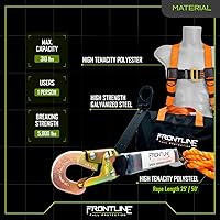 Vista 3 de Kit completo de techadores Frontline Combat con arnés de cuerpo completo Lifeline Combat™ de 50 pies Cumple con OSHA y ANSI