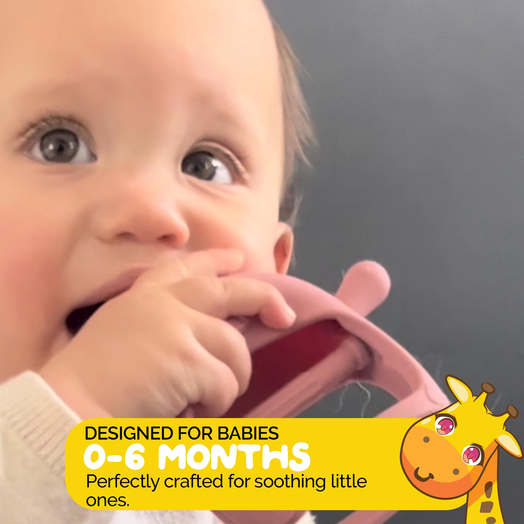 Baby Toys 0-6 Months Silicone teethers for Babies for Teething Pacifier in Cute Chicken Toys Shape - Turkish Pink Color for Baby Girl Pacifiers - 2 Pc Set