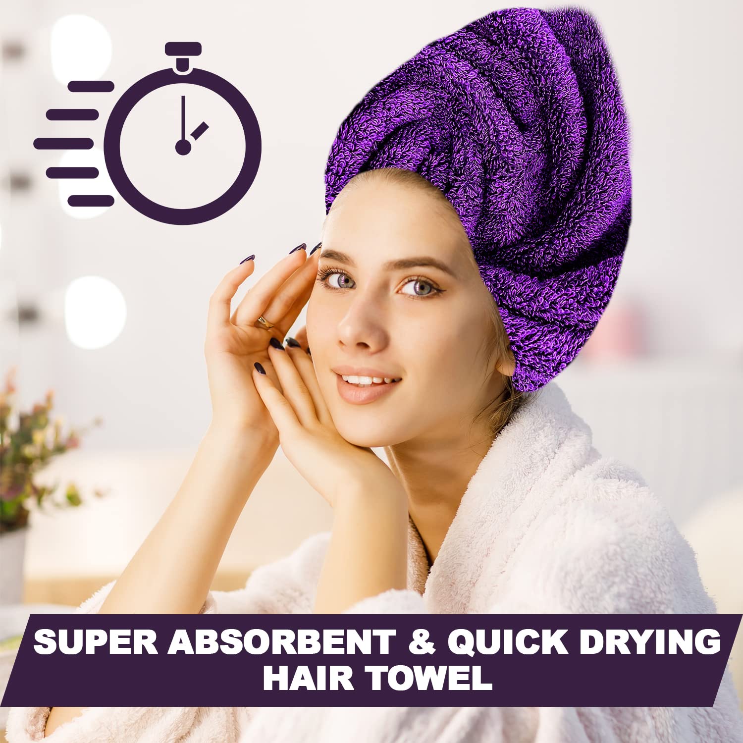 Towelogy® Quick Dry Large Bath Towels Set Egyptian Cotton Ring Spun Premium Hotel Quality Super Absorbent Bathroom Towel 70x125cm (Purple Aubergine - Image 4