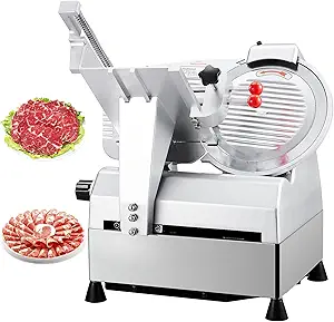 Electric Meat Slicer - 10 Inch Electric Food Slicer With Adjustable Thickness, Stainless Steel Blade, 800W Power, for Home and Commercial Use