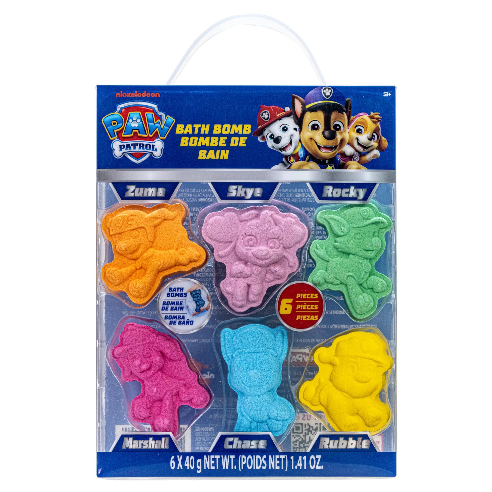 Paw Patrol 6 Pack Cucumber Melon Scented Bath Bombs Non-Toxic Character Molded Bath Bombs Fun and Bright Colors Great for Birthday Gifts, Stocking