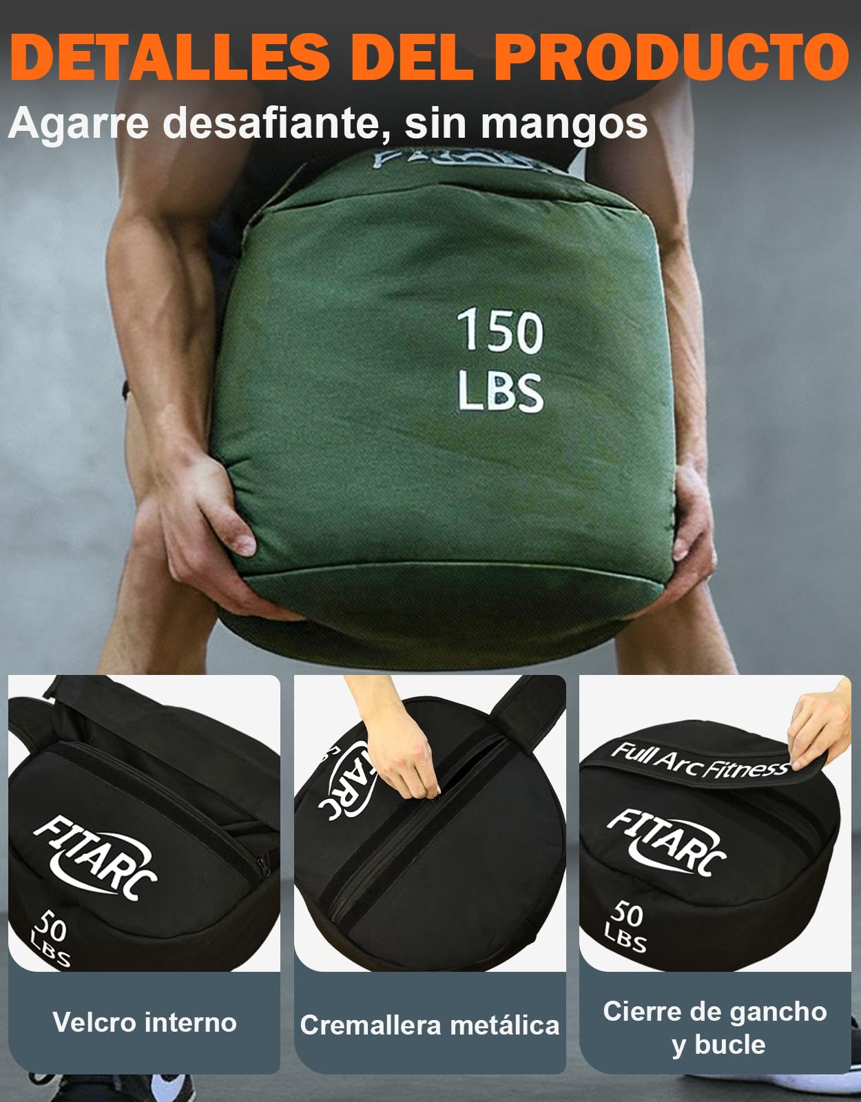 Fitarc Bolsa de arena para entrenamiento, bolsas de arena para entrenamiento con pesas, sacos de arena para entrenamiento con pesas, bolsa de arena redonda, entrenamiento cruzado y ejercicio, arena no