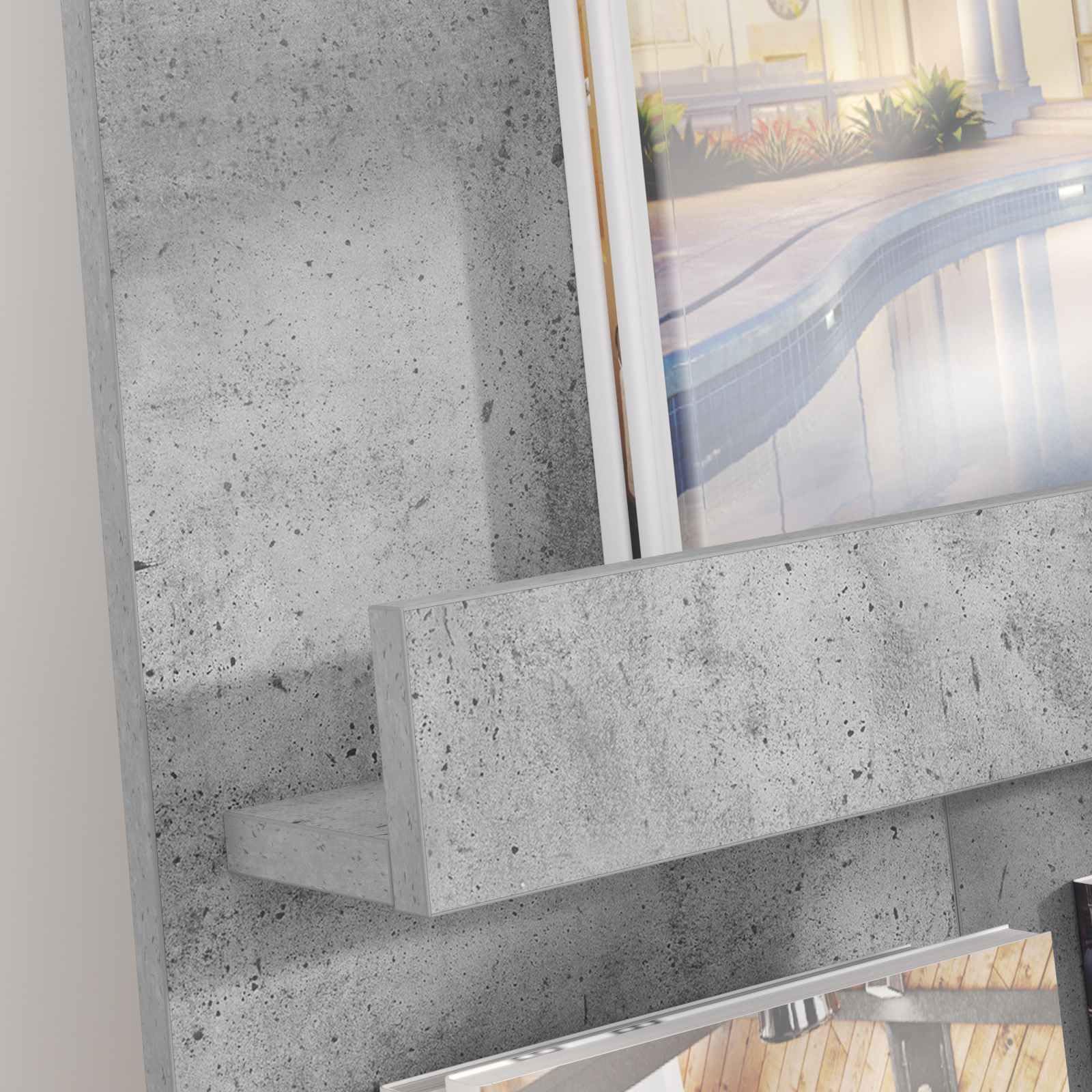 Magazinregal Beton Grau 51 x 11 x 102 cm Holzwerkstoff Zeitschriftenständer für Bücher und Zeitschriften mit schlankem Design zur Büroorganisation