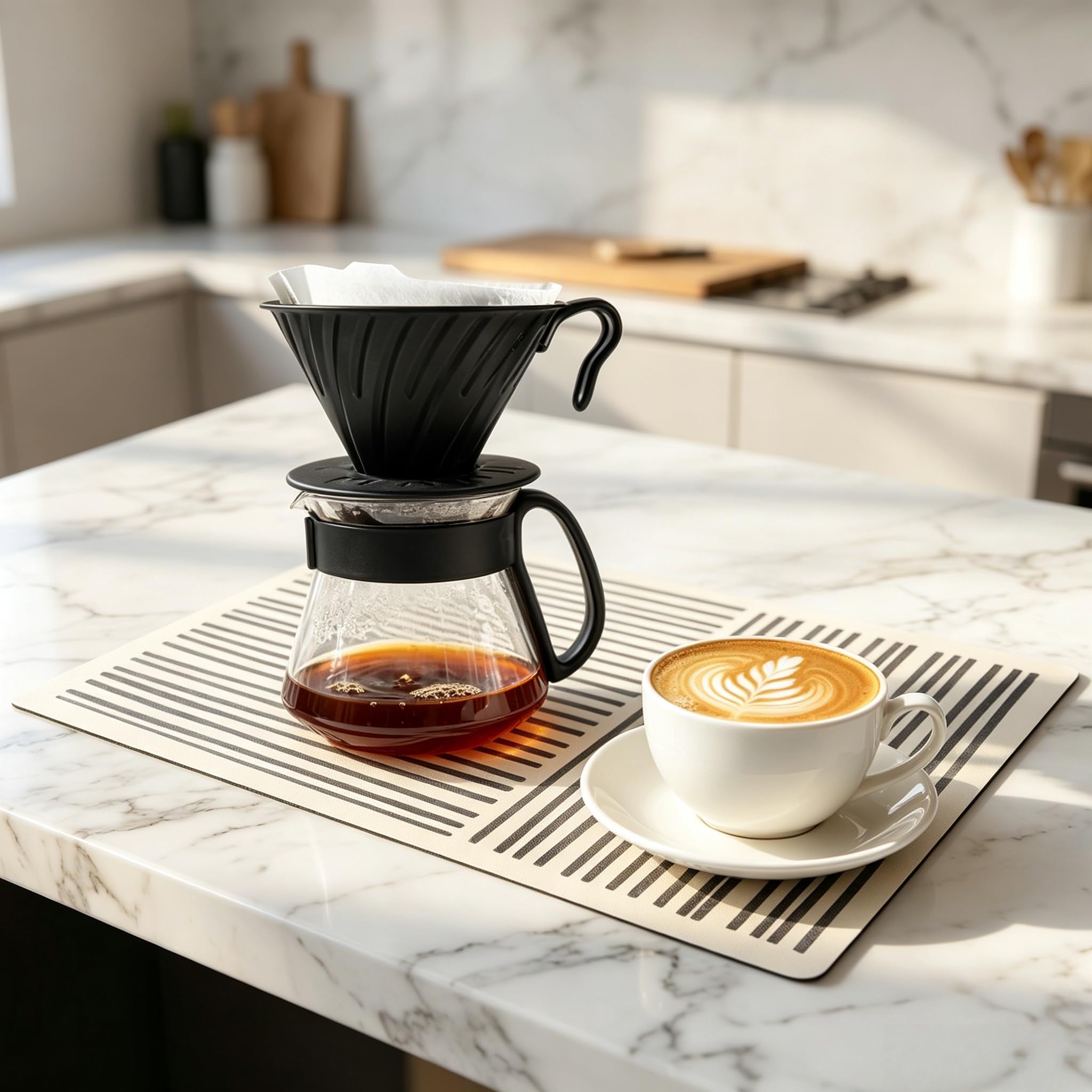 Non-Slip Coffee Mat, Kitchen Durable Absorbent Dish Drying Mat, 30x50cm Coffee Machine Accessories ,Easy to Clean and Quick Dry Draining Mats for Home, Office