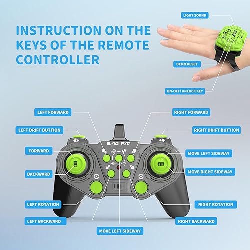 Miniatura 5 de 112 Auto de acrobacias a control remoto con detección de gestos de mano, auto grande a control remoto con reloj giratorio controlado a mano,