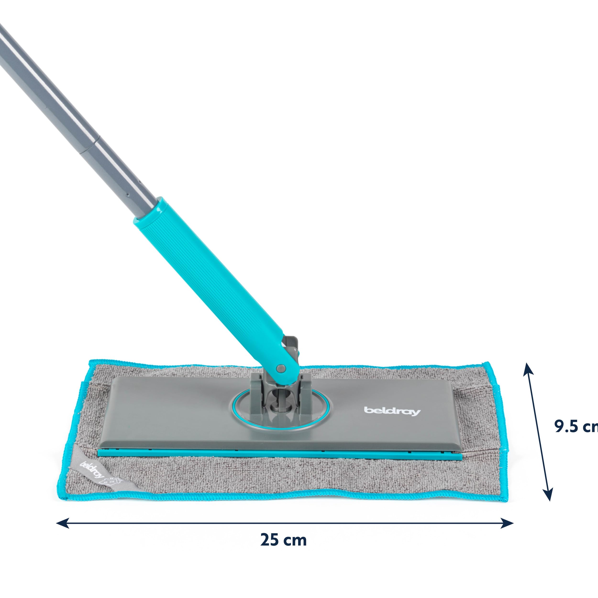Beldray Anti-Bac Mop do Wszystkich Powierzchni z Systemem Clip-to-Grip - Duża Głowica Mopa, Płytki/Podłoga/Lustra, Obrotowa Głowica 360°, 4 Ścierki, Czyszczenie i Odkurzanie