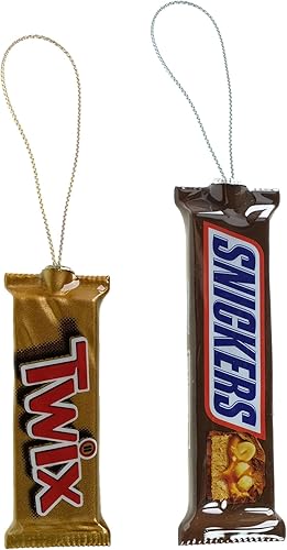 WondaPop Candy Bar - Juego de adornos para árbol de Navidad de 4.5 pulgadas, decoración para interiores y exteriores, paquete de 2 unidades