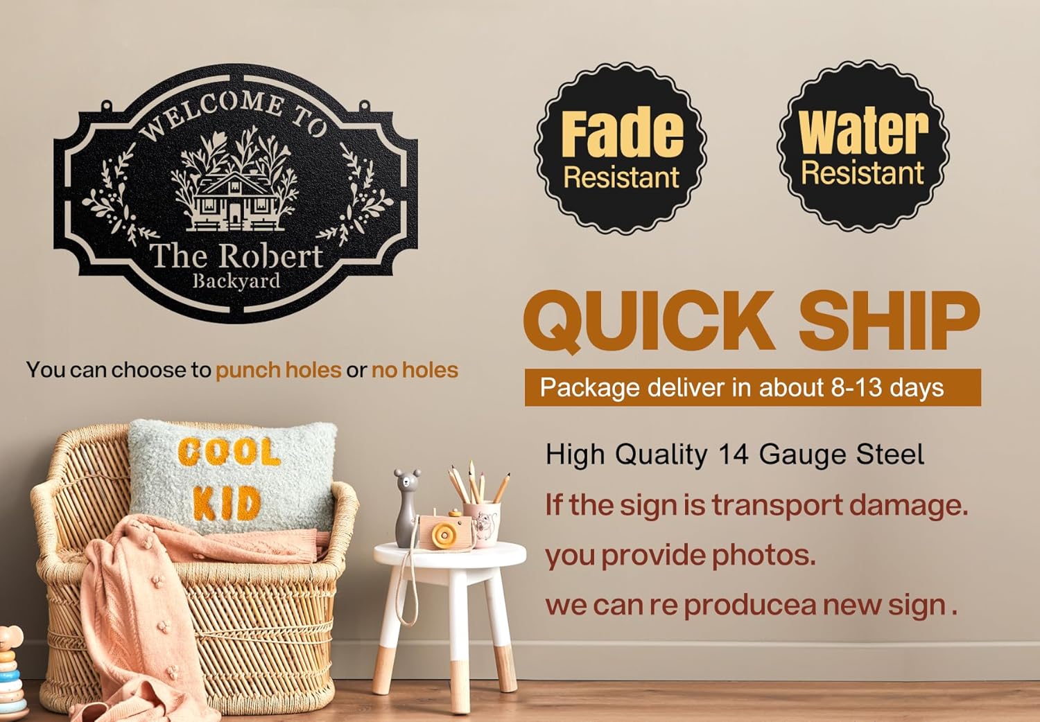 Custom Metal Farm Name Wall Sign, Personalized Farmhouse Sign, Last Name Sign, Welcome Sign, Housewarming Gift, Front Door Decor, EST Sign, Monogram For Home Decor Garden Yard Farm Decorate