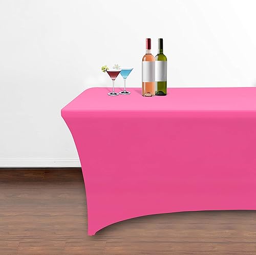 Miniatura 146 de Obstal Funda de mesa de elastano elástica de 4 pies para mesas plegables estándar, paquete de 2 manteles rectangulares universales ajustables