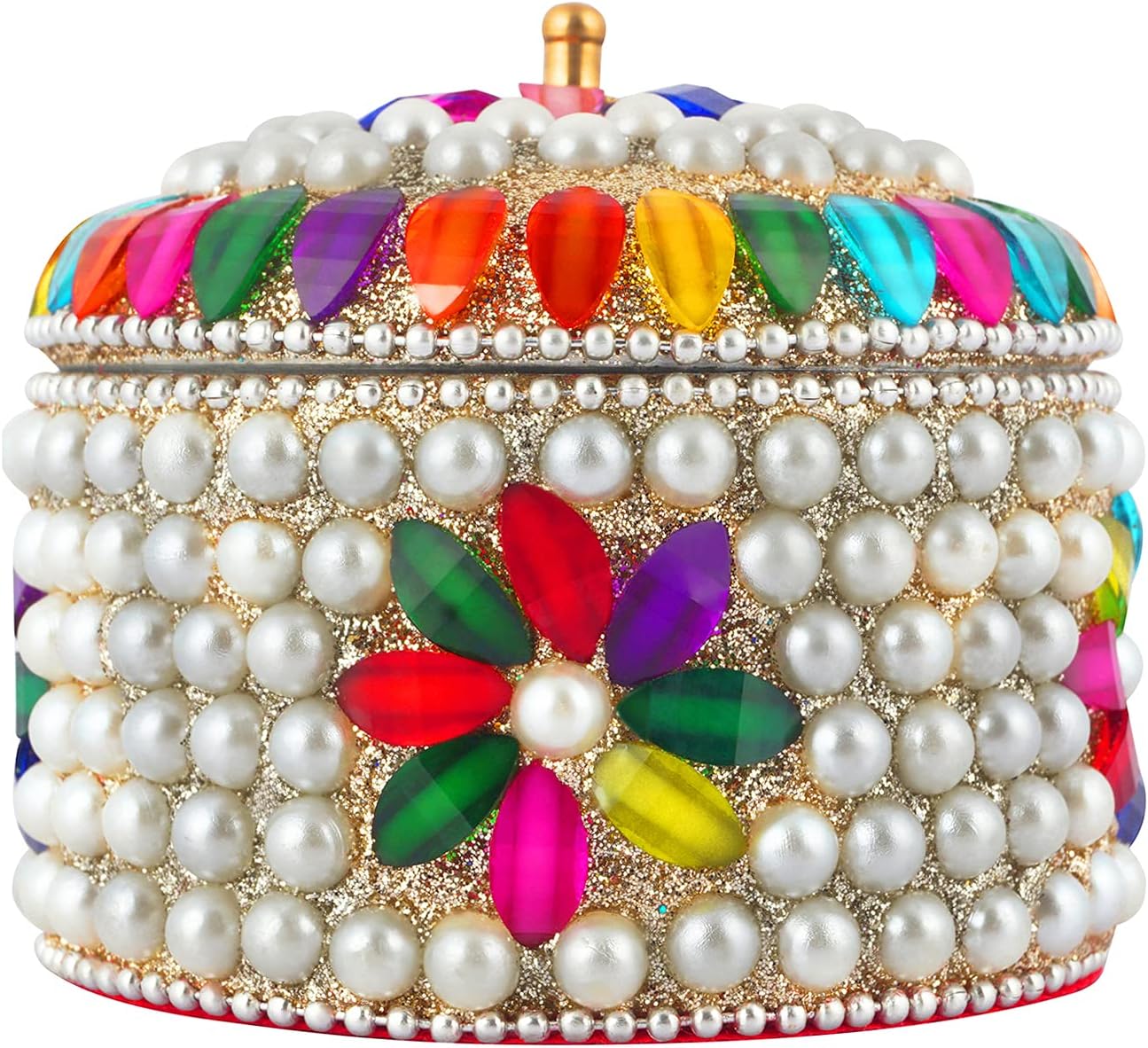 ADORN WORLD Beautiful Handcrafted Gifting Sindoor Moti Dibbi | Sindoor Dani | Kumkum Box | Fancy Sindoor Box | Decorative Items For Living Room – (Pack of 1)