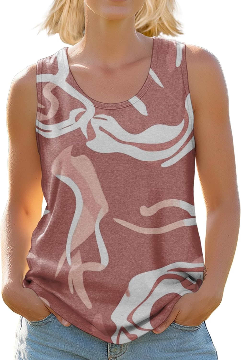 Stylish Women's Crewneck Tank Tops Outdoor Trendy Yoga Workout Shirts Cropped Sleeveless Tshirts Multicolor