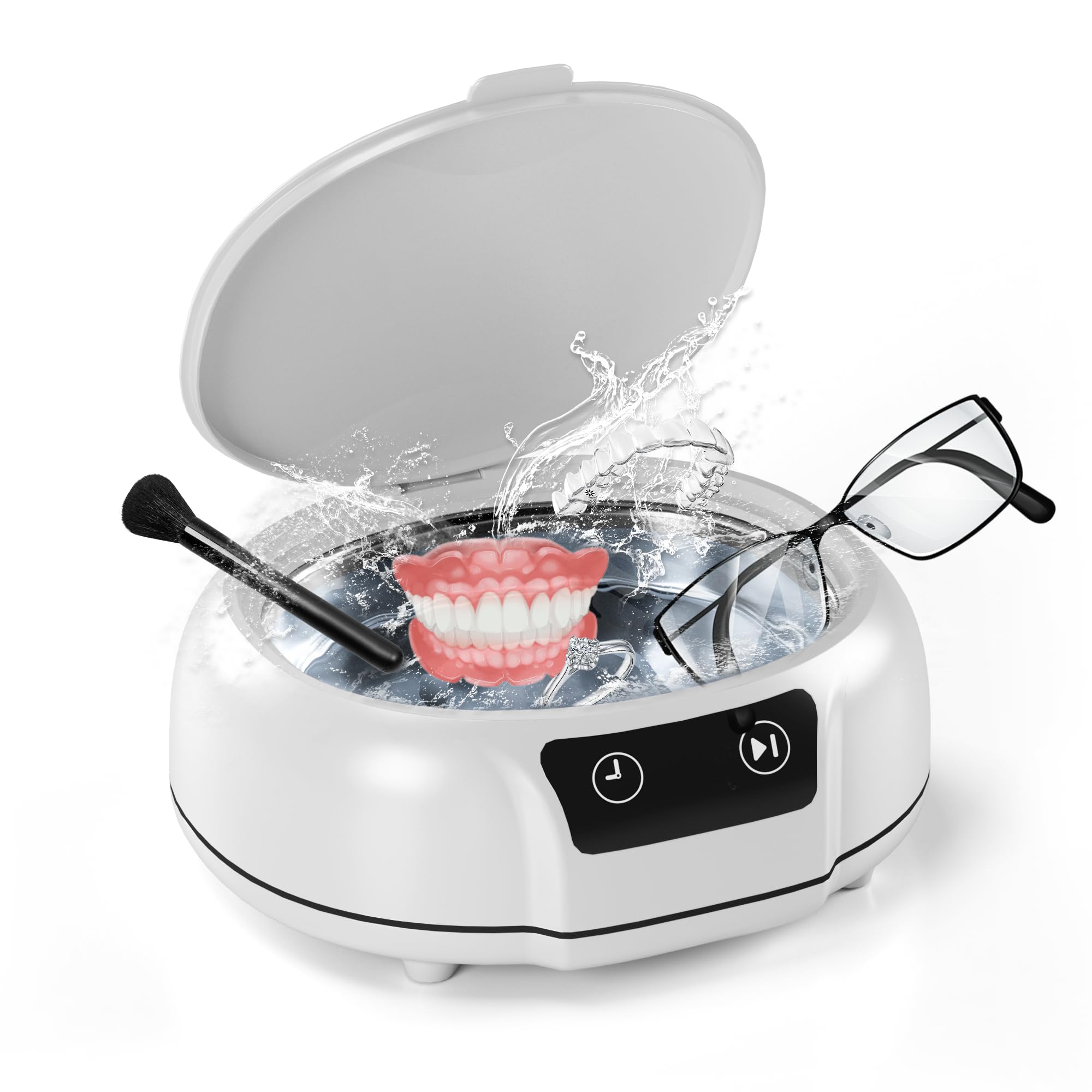 ROLWAYROLWAY Jewelry Cleaner, 700ml(24.5 Oz) 48KHz Ultrasonic Jewelry Cleaner with 3 Digital Timer, Ultrasonic Cleaner for Jewelry, Glasses, Ring, Retainers, Denture