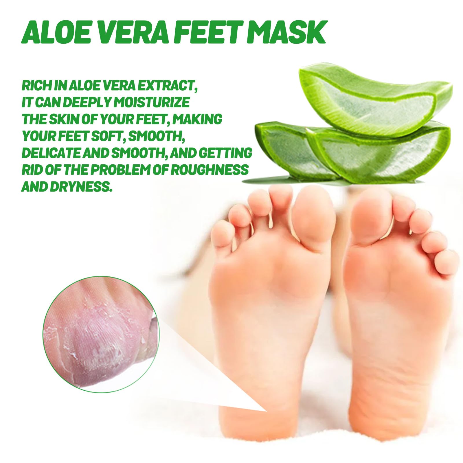 Aloe Vera Maska do stóp – Nawilżająca maska ​​do stóp Skarpetki – Zabieg peelingująca pięt, 5 par Nawilżających maseczek stóp na suche, popękane stopy, Złuszczający środek do usuwa żel (8 pudełek)
