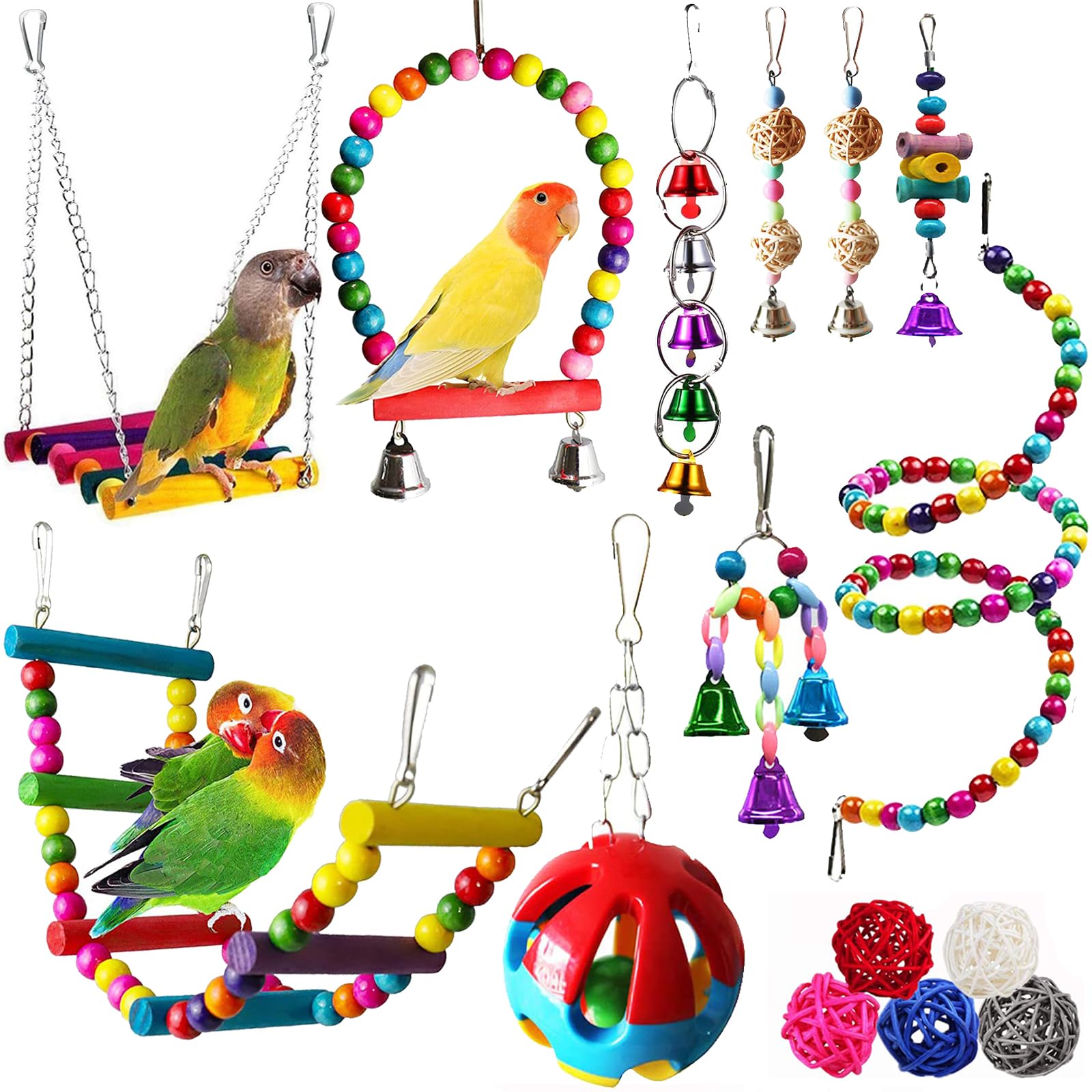 Jaulas Para Ninfas Xutong 11 Piezas Juguete Para Loros, Juguetes