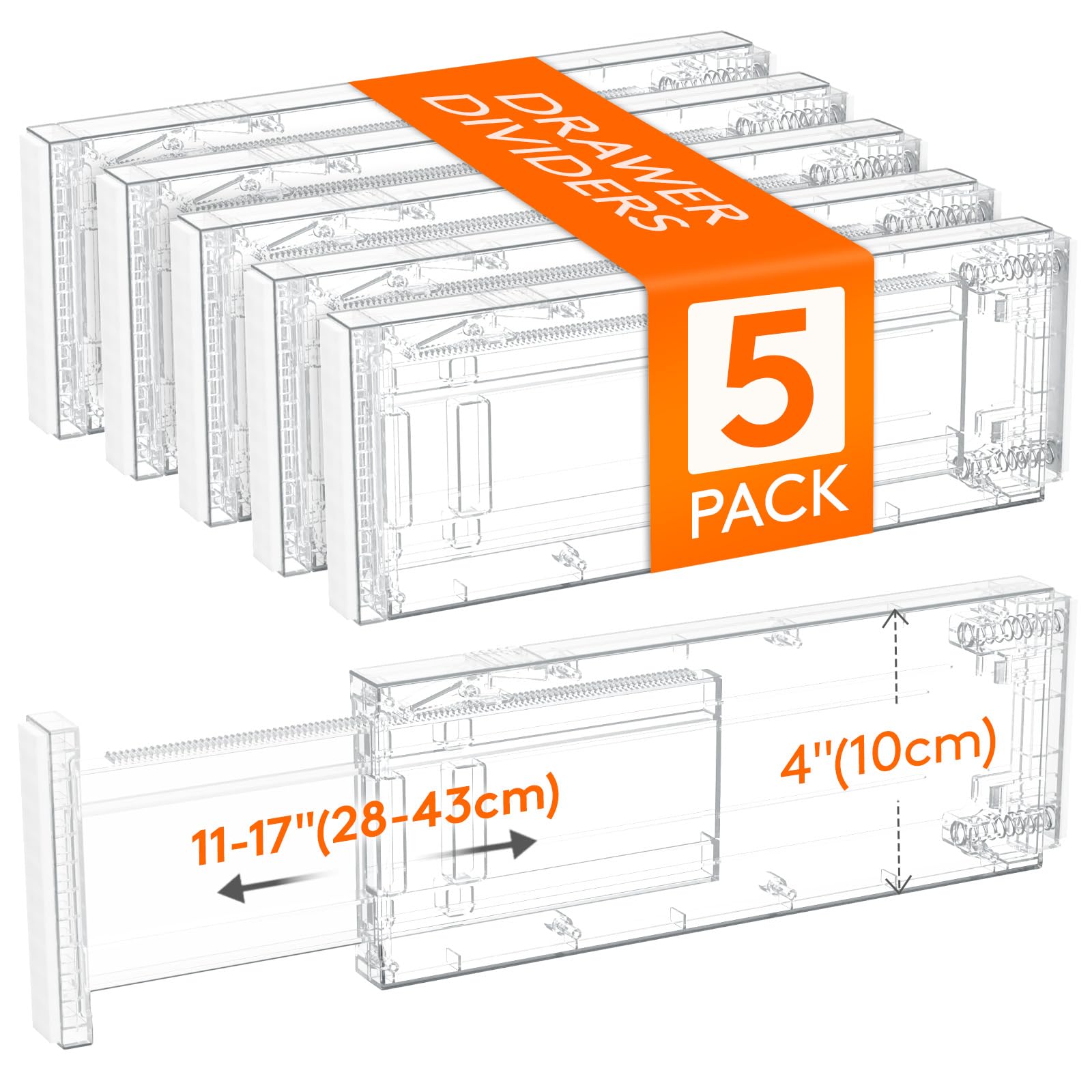 Lifewit Pack Drawer Dividers 4″ High, 11-17″ Adjustable Dresser