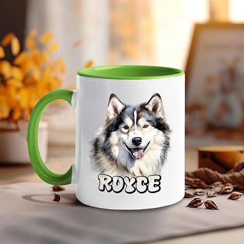 Vista 101 de Taza de café con nombre personalizado de pastor alemán, 11 15 onzas, taza de cerámica blanca de pastor alemán personalizado, regalos para hombres