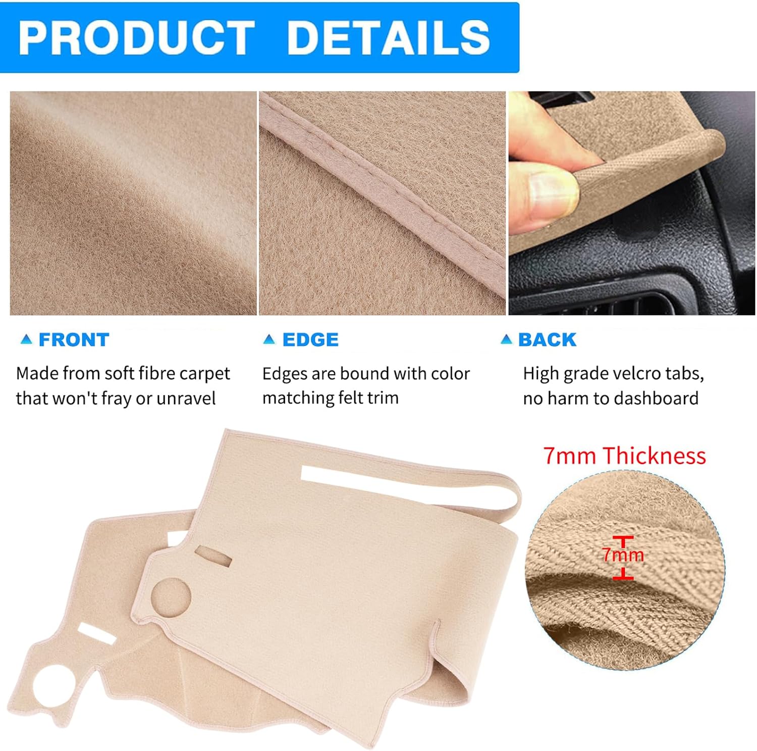 Dashboard Cover Custom Fit for Honda Pilot 2009 2010 2011 2012 2013 2014 2015 Dash Cover Mat Pad Carpet Protector (Beige)