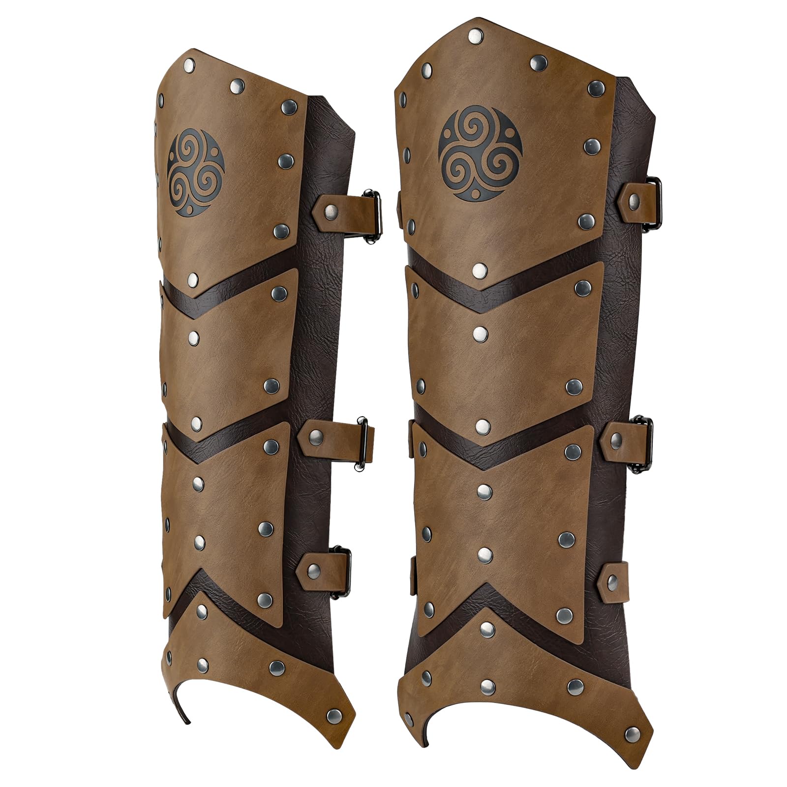 HiiFeuer Armure Médiévale pour Enfants 6 Pièces en Cuir Faux - Ensemble Épaule, Brassards, Jambières et Ceinture de Style Vintage