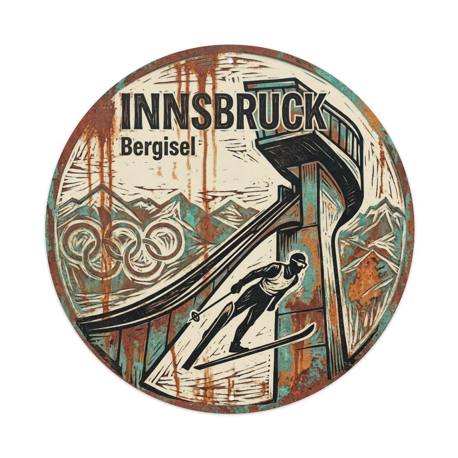 Innsbruck Tyrol Mountain Landmark Classic Travel Metal Tin Sign