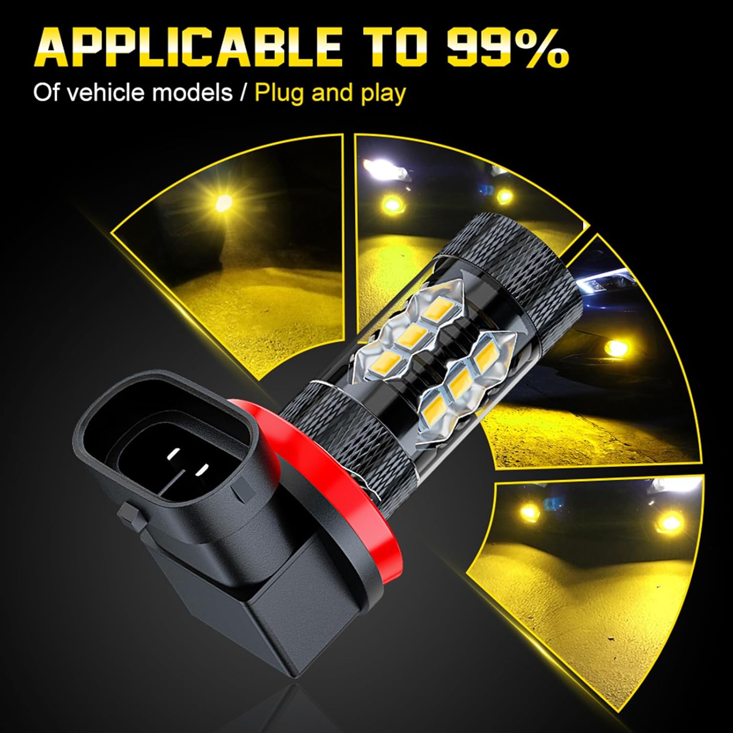 Compatible for Infiniti G37 Fog Light Bulbs 2011 2012 2013, H8 H9 H11 Fog Lights, Gloden Yellow Fog Lamps DRL Turn Signals Lights for Off Road, Plug and Play, Pack of 2