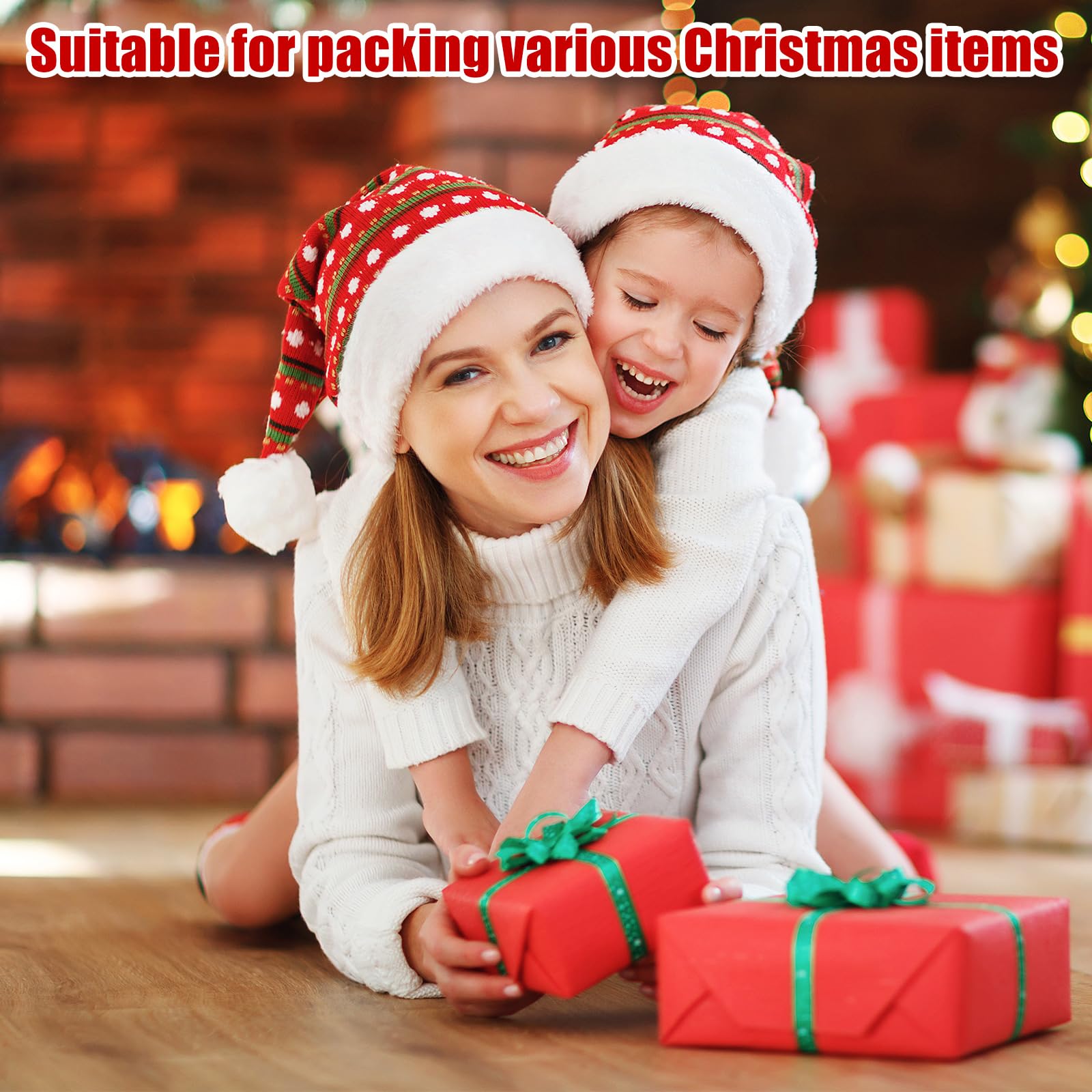 Cholemy 100 bolsas de regalo de Navidad con varios estampados de Navidad, bolsas de regalo de Navidad con asas, bolsas de papel de regalo de Navidad para envolver vacaciones de Navidad (estilo fresco,