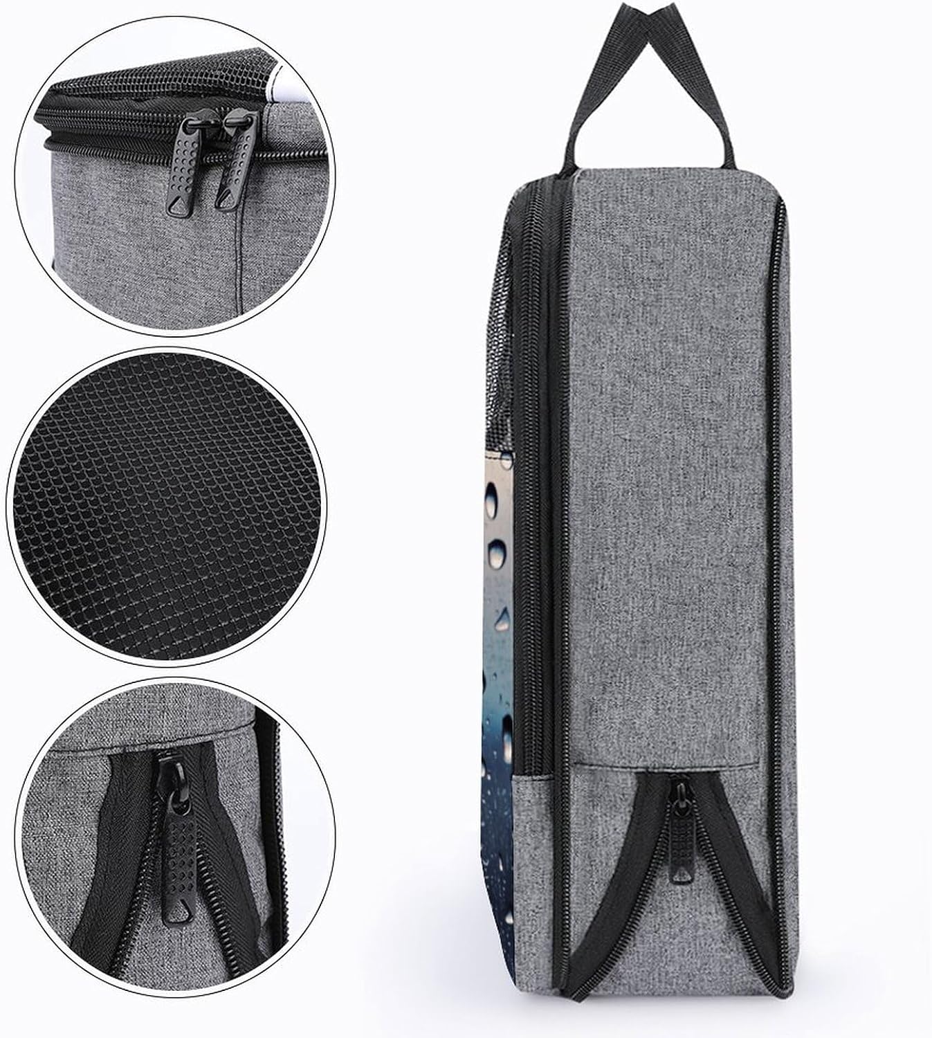 Rain Drops on Glass Shoe Bag For Travel Double Zipper Design Shoe Pouchs Space Saving Snowflakes Cloth Shoe Bags Portable Shoes Pouch Carrier Organizer for Home Beach