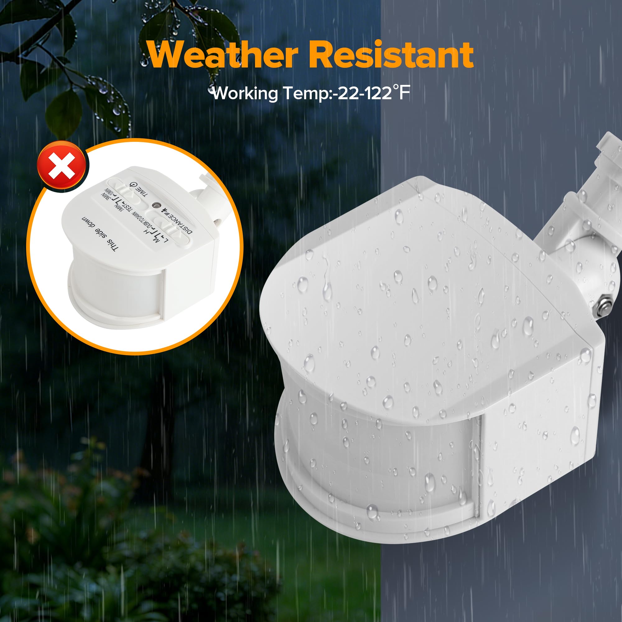 LUTEC Paquete de 2 sensores de movimiento, detector de movimiento de repuesto de 180 grados para luces exteriores, rango de detección de hasta 69 pies, sensor de movimiento PIR de 3 modos para