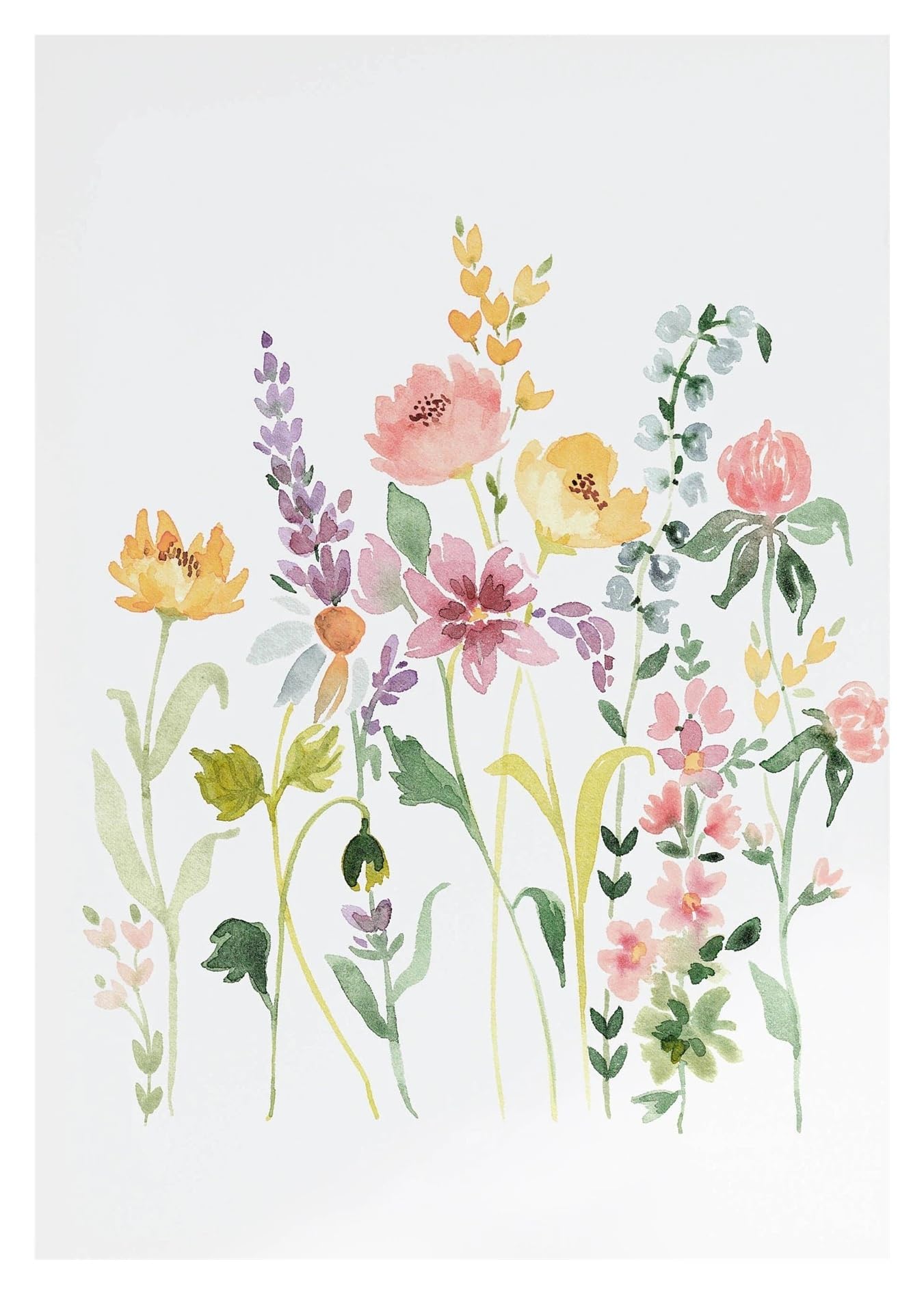 XENITE Wall Art Canvas Prints Watercolor Wildflower Watercolor Botanical Flower Poster Prints Plant Boho Wall Art Canvas Painting Pictures Living Room Decor(L,40X50cm)