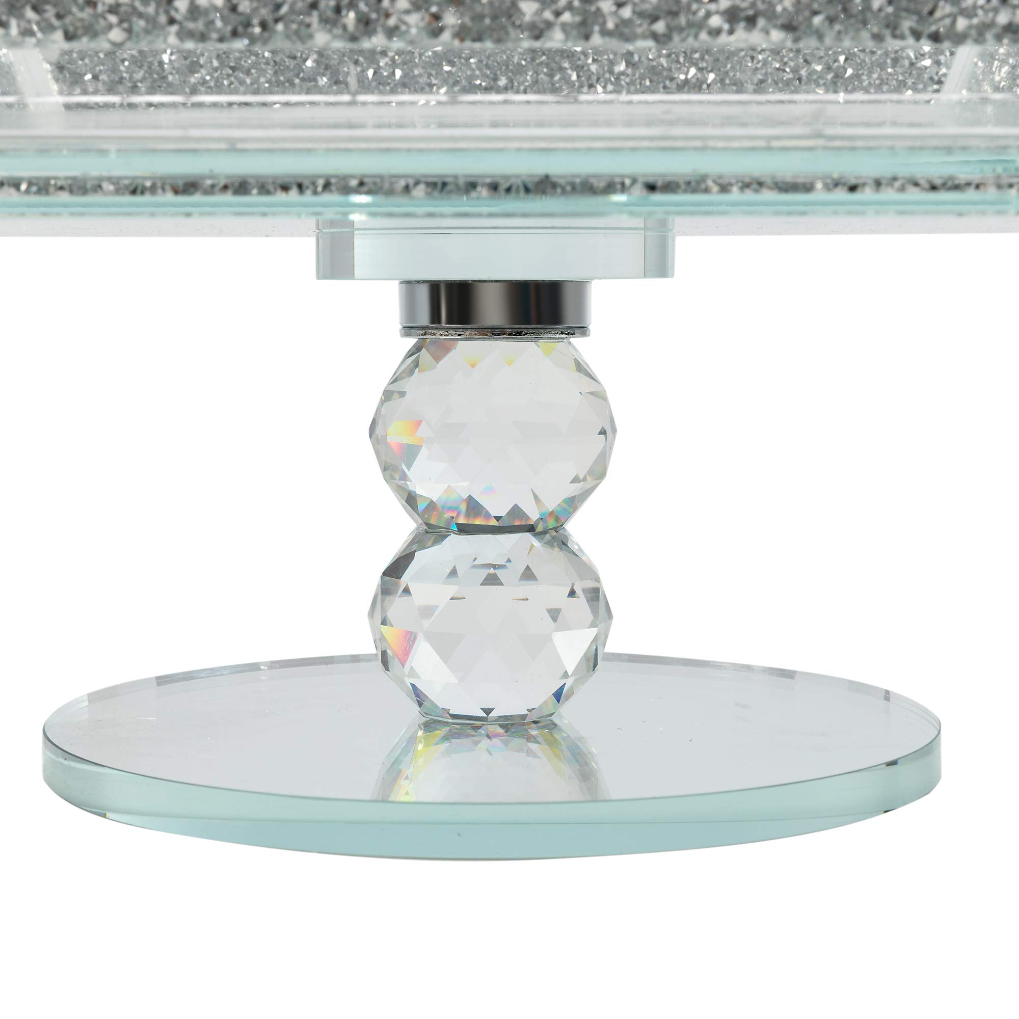 London Boutique Extra große Obstschale aus Kristall, Mittelstück, Aufbewahrung, glitzernd, Diamant-gefüllt, silberfarbener Metallrahmen, quadratische Form, 19,1 cm Höhe