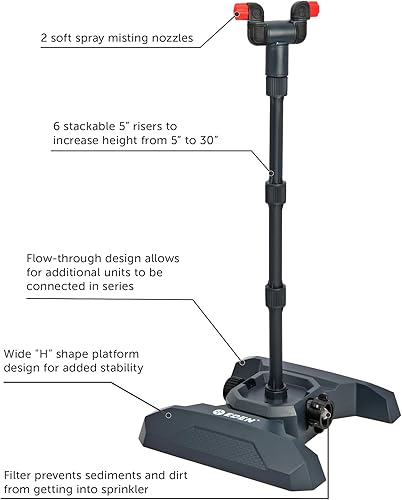 Miniatura 2 de Eden 95143 Eden 95143 - Kit de mini torre de nebulización, ajustable de 5 a 35 pulgadas, boquillas dobles de 360 grados, base de ABS duradera, para