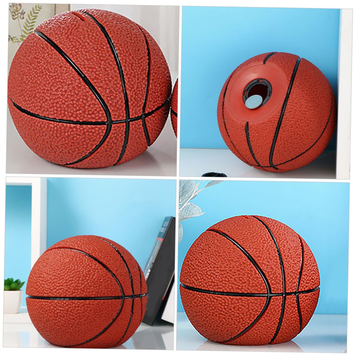 Salvadanaio a Forma di Pallone da Calcio in Vinile Rosso Grande Capacità Interna, Chic e Sicuro, per Decorare Scrivanie e Camerette