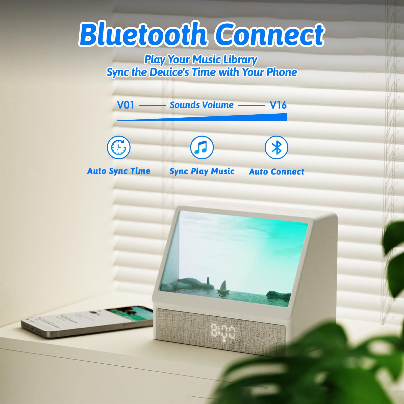Gemmac Despertador Amanecer Simulador Luz Nocturna Inteligente Altavoces Bluetooth Ruido Blanco 12 Sonidos Relajantes Temporizador Musica Para Dormir Decoracion Hogar Habitacion Night Light Adultos