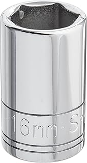 SK Professional Tools 48216 1/2 in. Drive 12-Point Metric Standard Chrome Socket â€“ 16 mm, Cold Forged Steel Socket with SuperKrome Finish, Made in USA